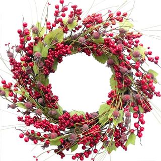 Bibelot 20 inches Christmas wreath with red berries