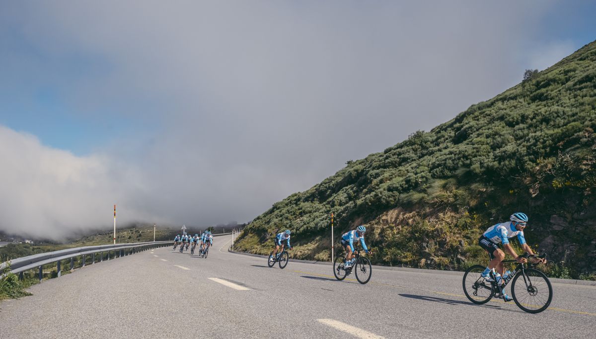 The team tackle a descent