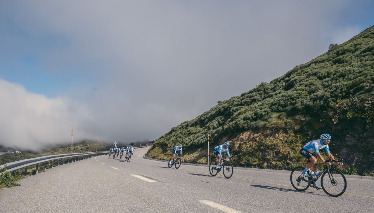 The team tackle a descent