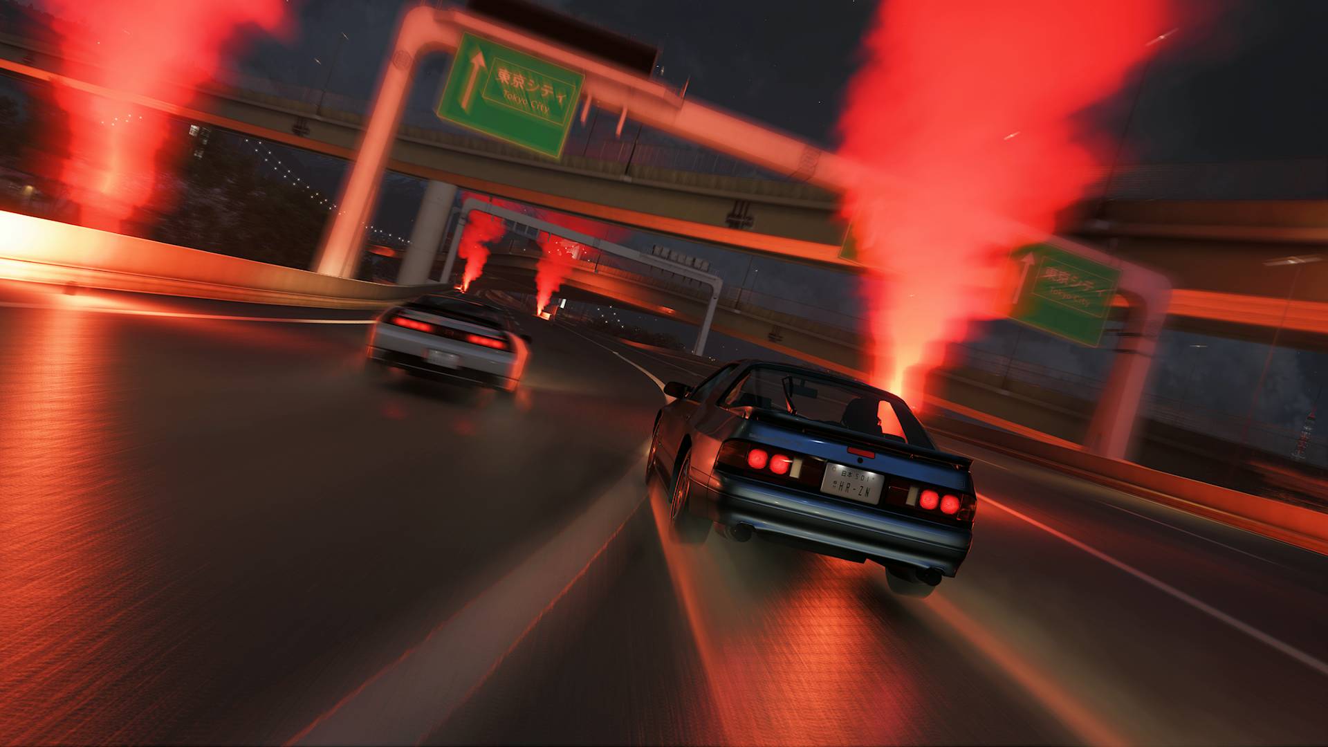Forza Horizon 6 street race at night along tokyo highway