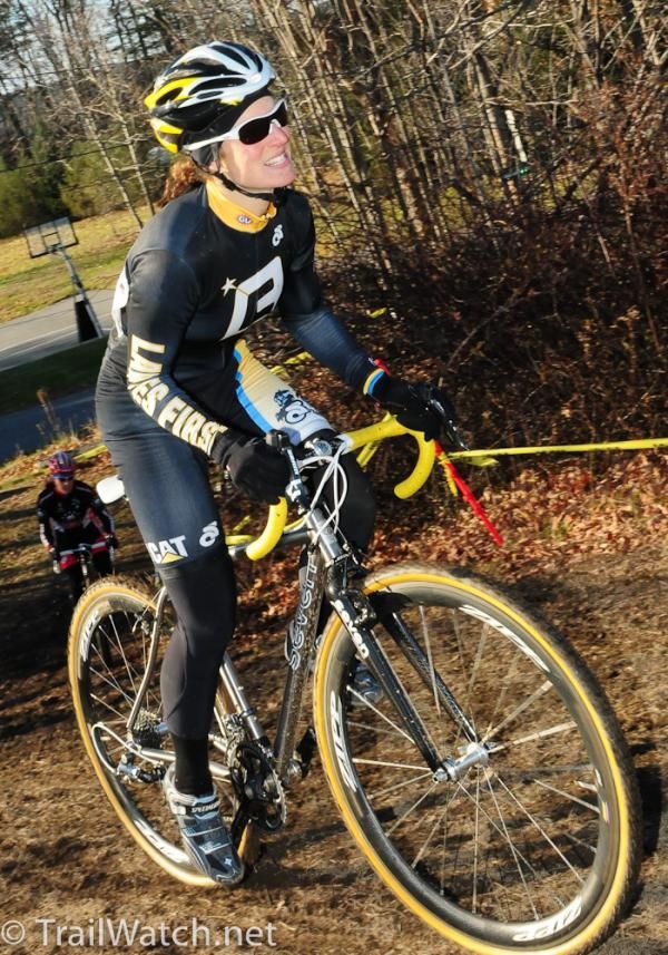 Christina Tamillo (Ladies First Racing) hammers up a climb out of the saddle