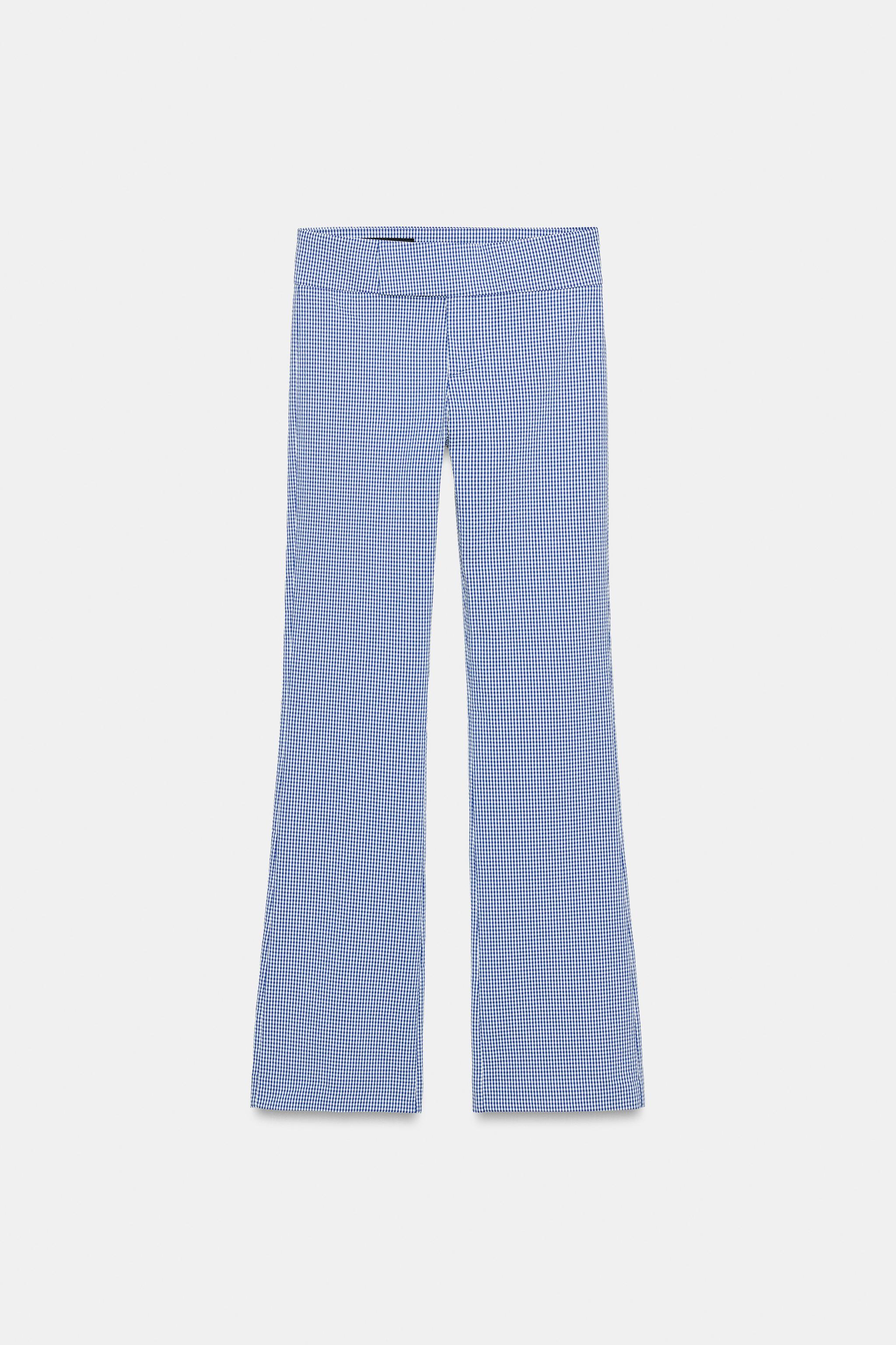 Flare Gingham Pants - Navy / White - Xs