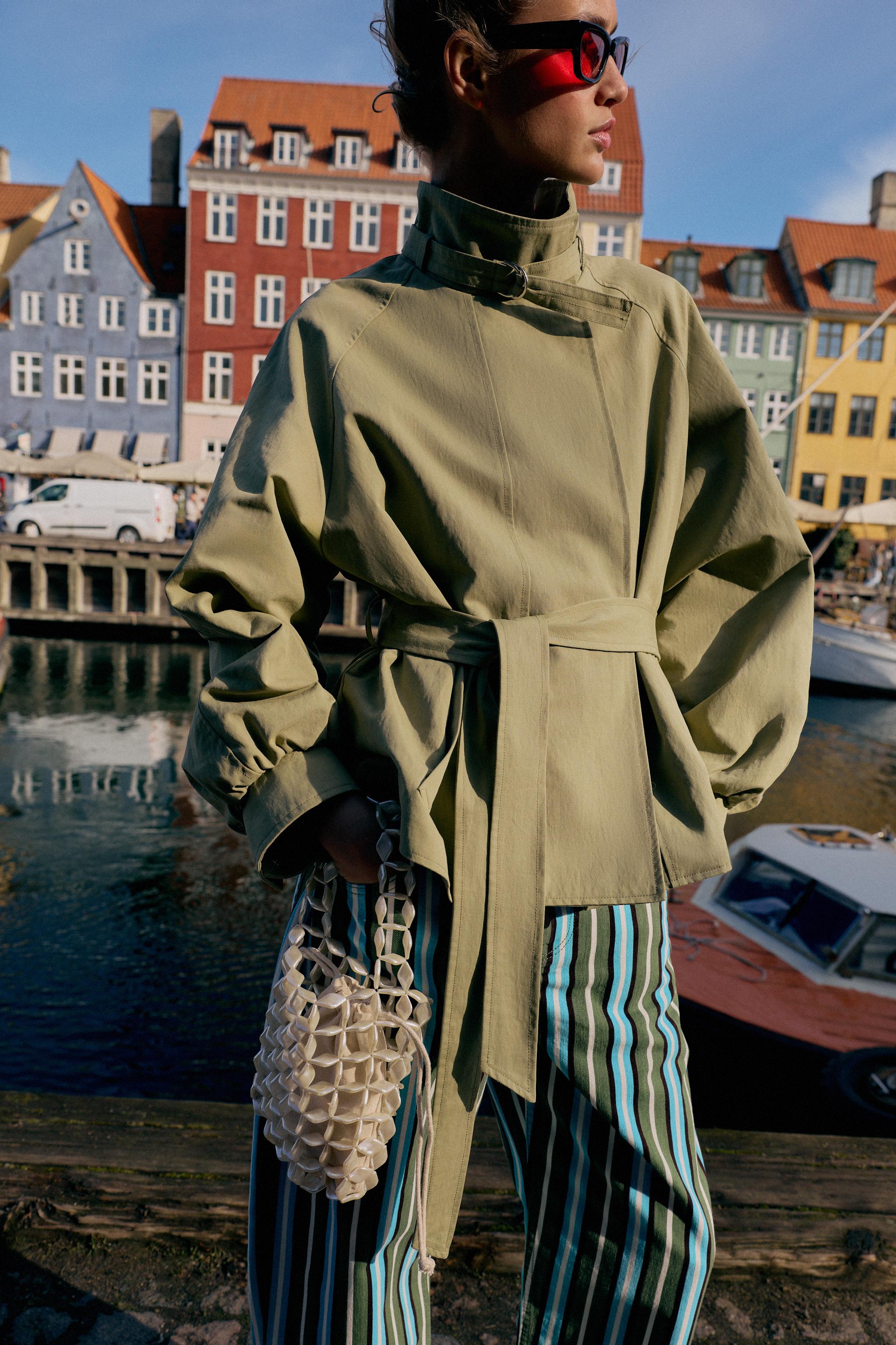 High-Neck Jacket With Belt