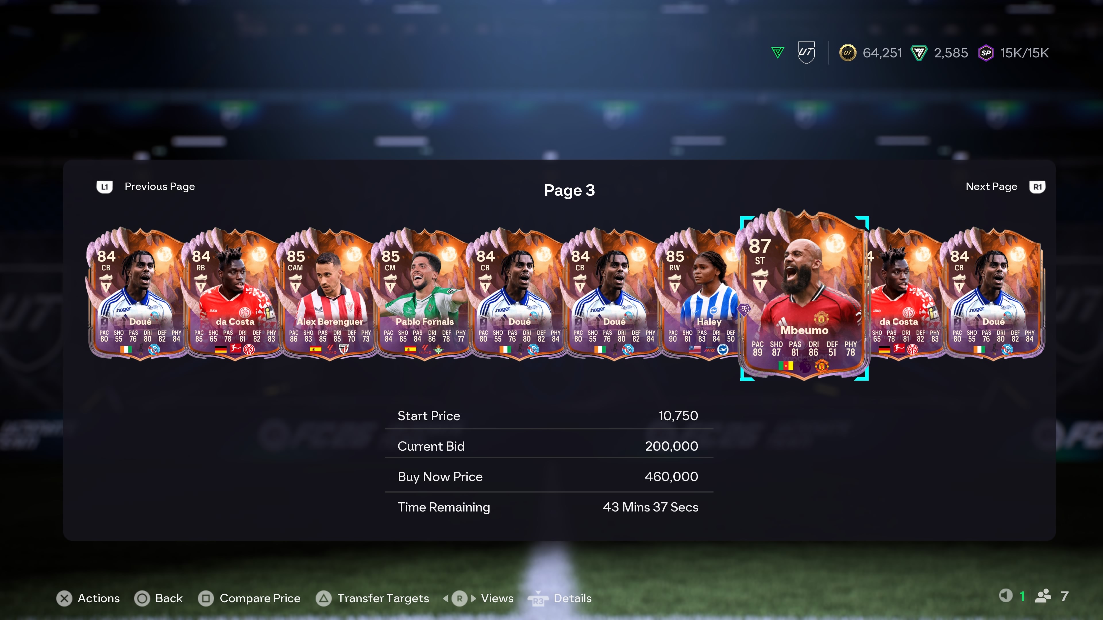 FC 26 Ultimate Scream cards on the transfer market