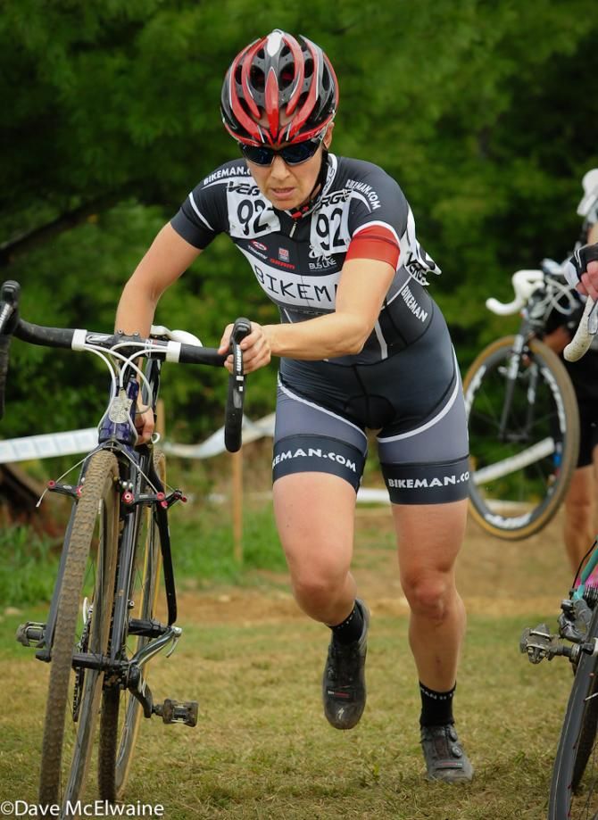 Catherine Sterling (Bikeman.com) running after the set of stairs