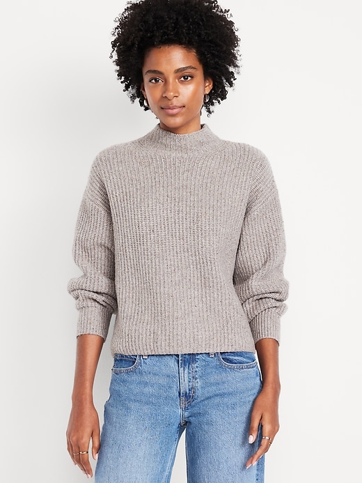 Sosoft Cropped Mock-Neck Sweater