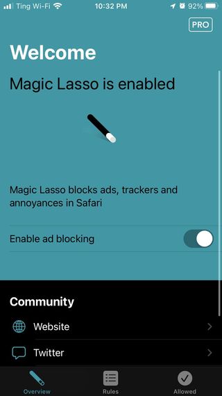Magic Lasso's app as it appears on iOS.