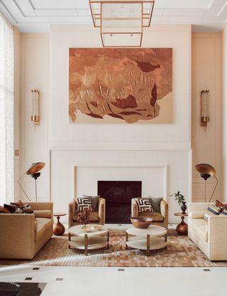 Modern living room with fire surround