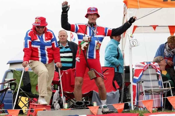 The Norwegian fans turned out in force to cheer on their riders