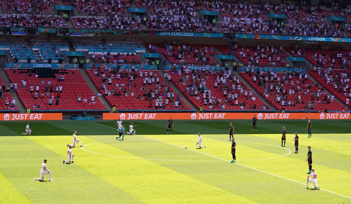 England players took the knee ahead of their Euro 2020 opener against Croatia on Sunday.