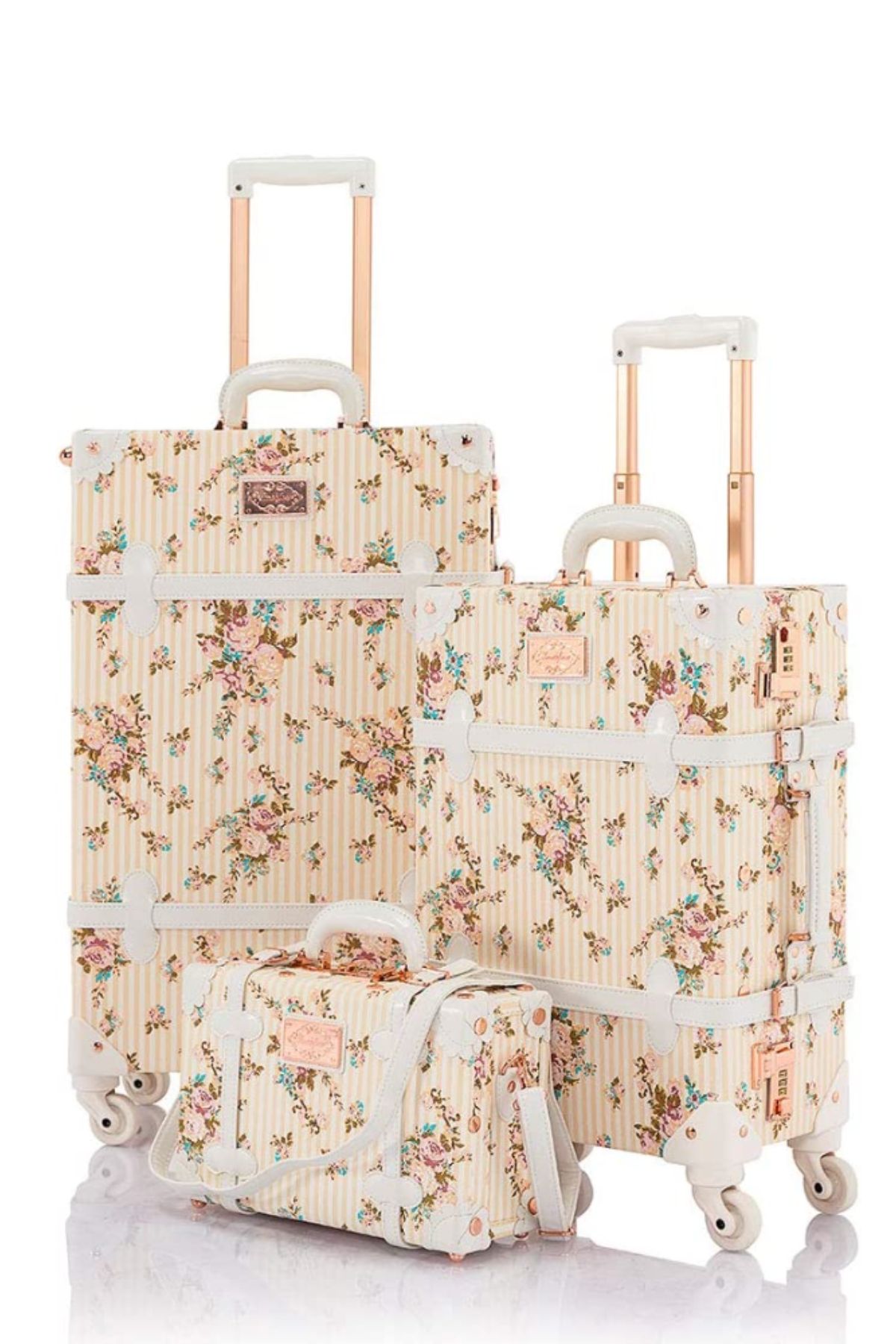 COTRUNKAGE 3 Piece Vintage Luggage Set TSA Lock Vintage Suitcase