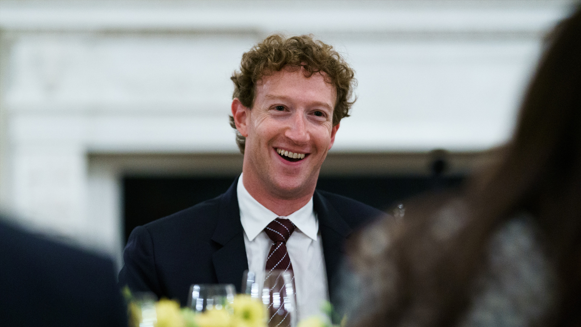 Mark Zuckerberg at a dinner with Tech leaders at the White House.