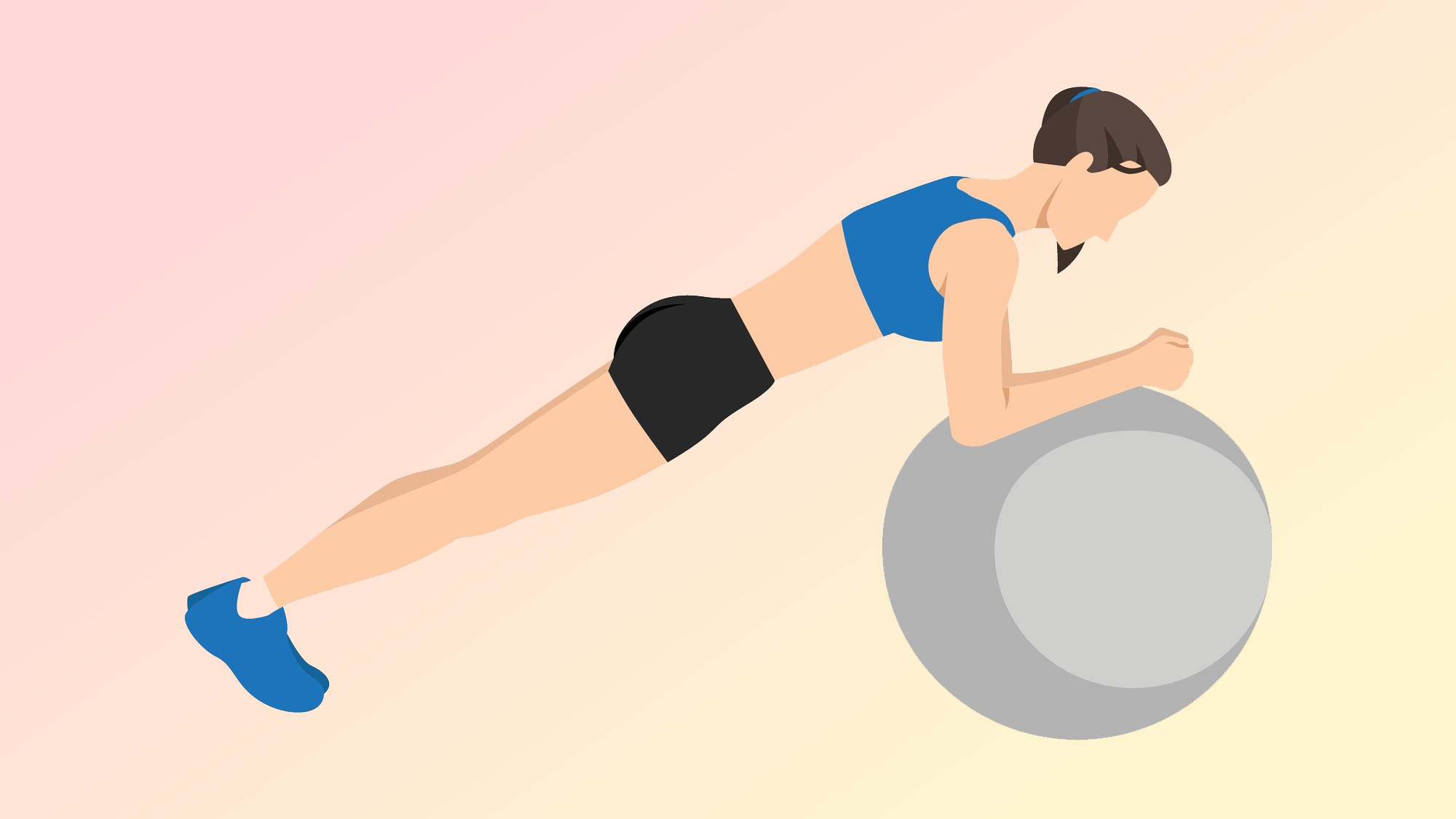 an illo of a woman doing a plank on an exercise ball