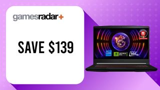 MSI Thin GF63 laptop with purple backdrop