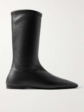 The Sock Leather Ankle Boots