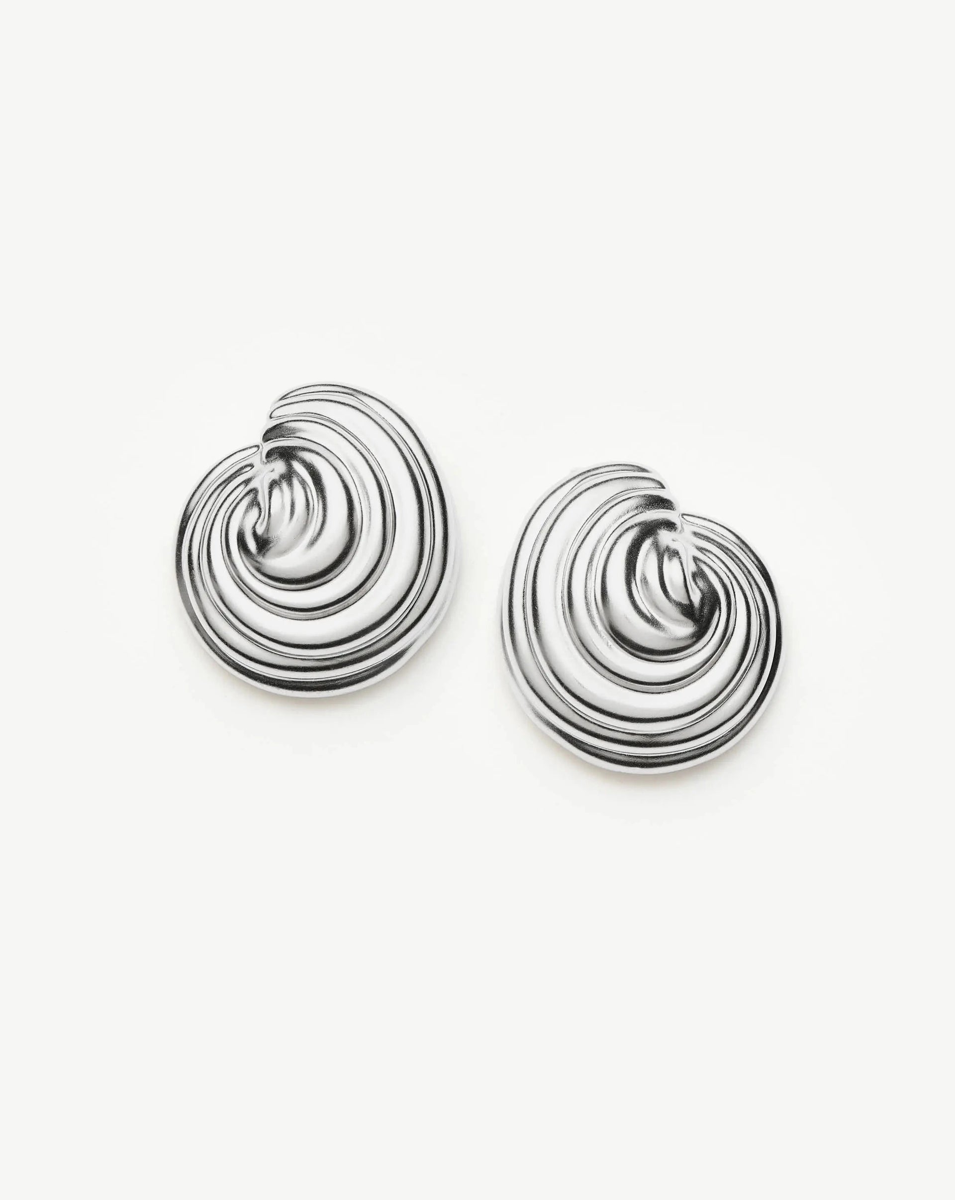 Spiral Dome Oversized Stud Earrings | Silver Plated - Silver Plated