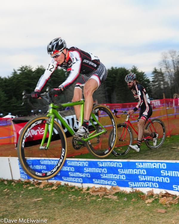 Raphael Gagne (Rocky Mountain Factory) bunny-hopping behind Powers