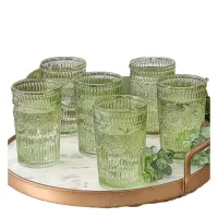 17. Vintage Textured Sage Green Drinking Glasses