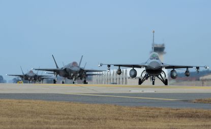 Fighter jets on an air base in South Korea