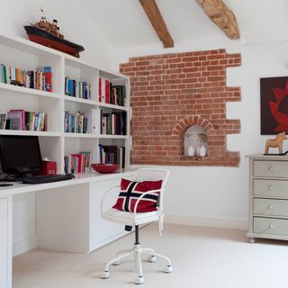 fitted storage and desk unit in home office