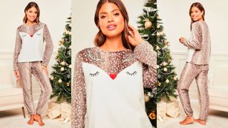 Lipsy Cosy Christmas Festive Loungewear Set ugly Christmas pyjamas