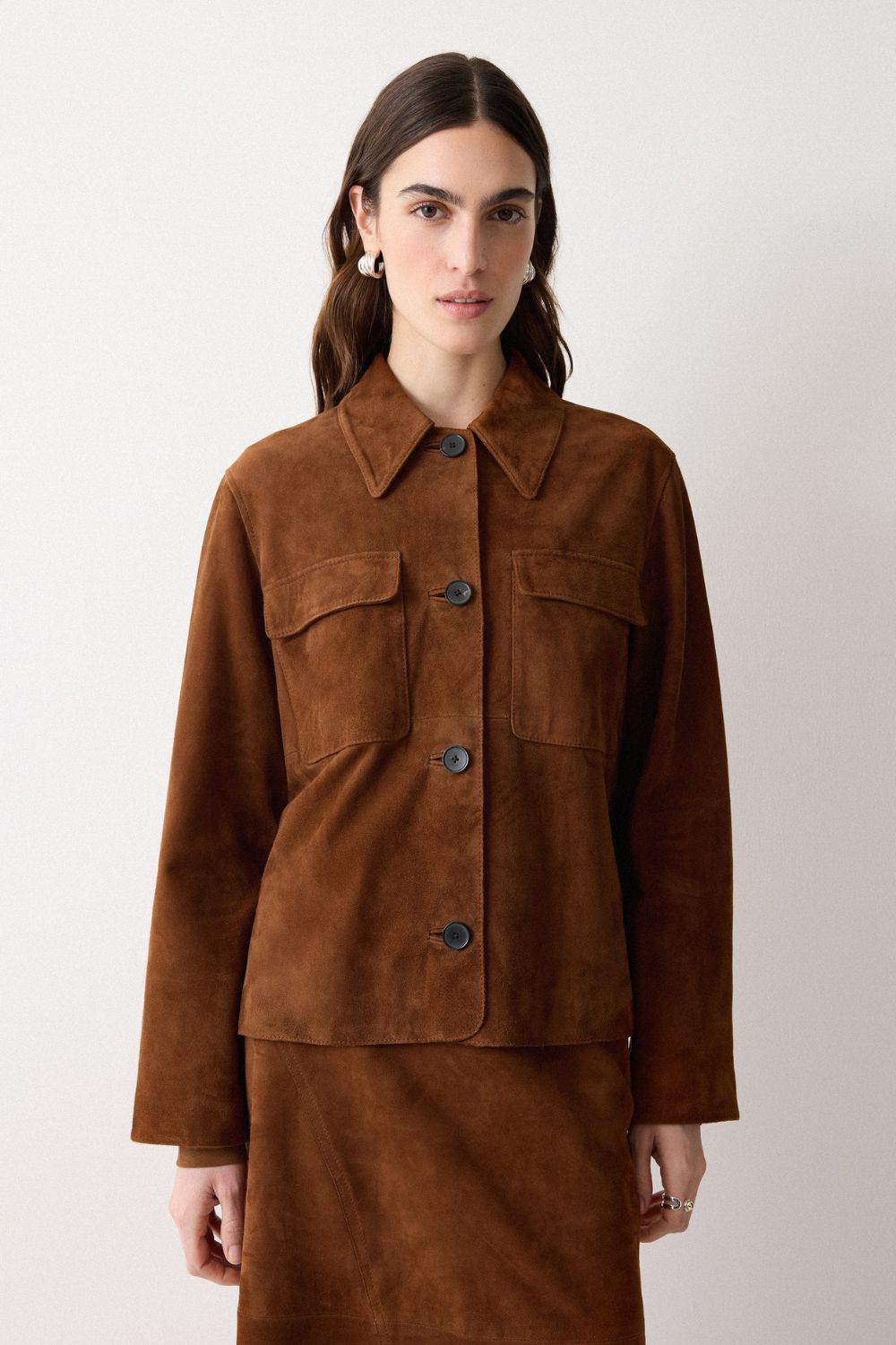 Suede Patch Pocket Jacket | Tan