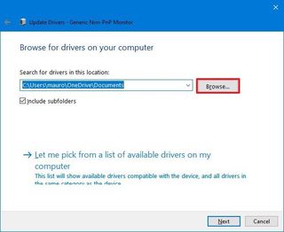 Device Manager update driver settings