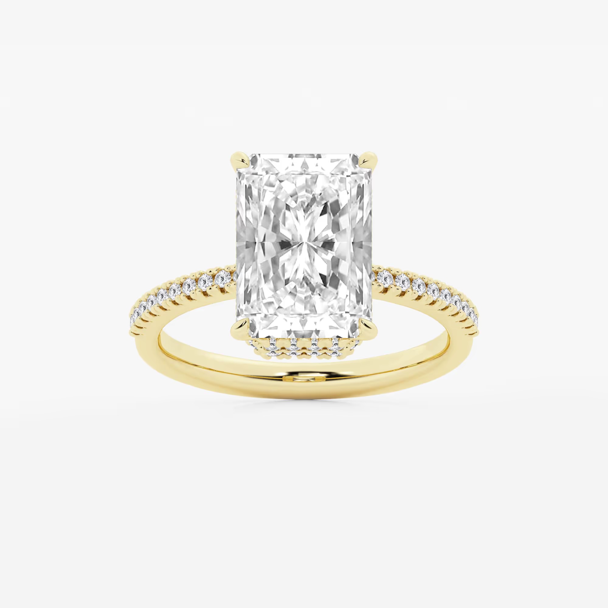 Grown Brilliance, Emrey 4 1/3 ctw Radiant Lab Grown Diamond Side Stone Engagement Ring