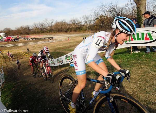 Mo Bruno-Roy (Bob&rsquo;s Red Mill-Seven) leading Kathy Sherwin up a small climb