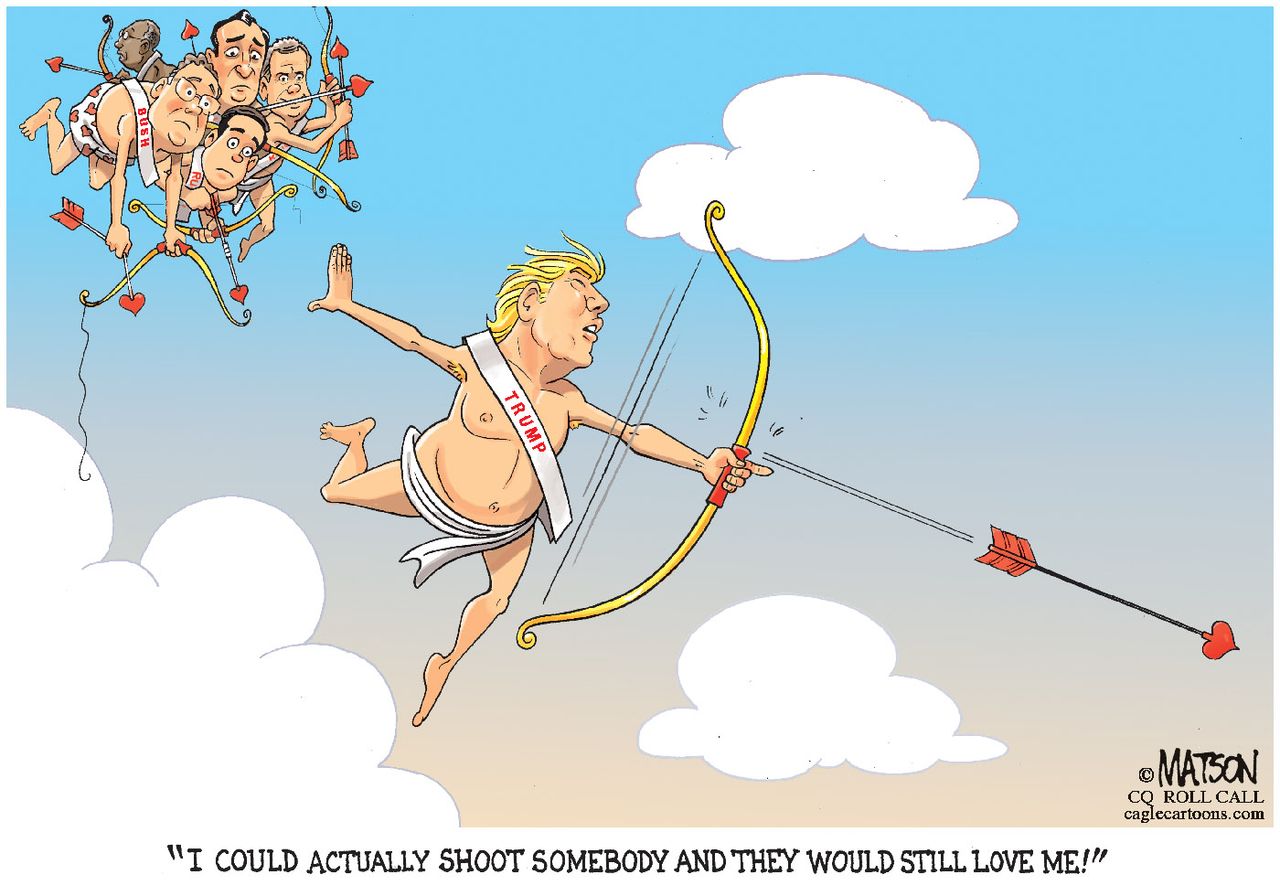 Political Cartoon U.S. Trump Cupid