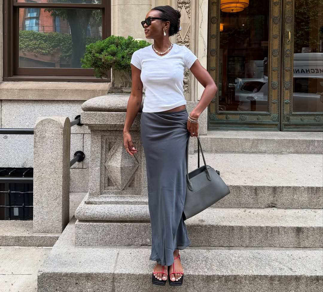 An influencer wearing an outfit.