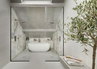 how to design a bathroom in an awkward space