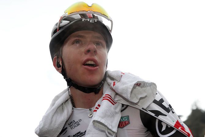 UAE Team Emirates' Tadej Pogacar won stage 6 of the 2019 Tour of California on Mount Baldy and took the race lead