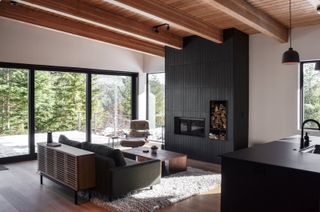 living space inside Swift Cabin, Washington, by Ment Architecture