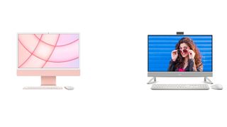 Image shows the iMac M1 vs Dell Inspiron 27.