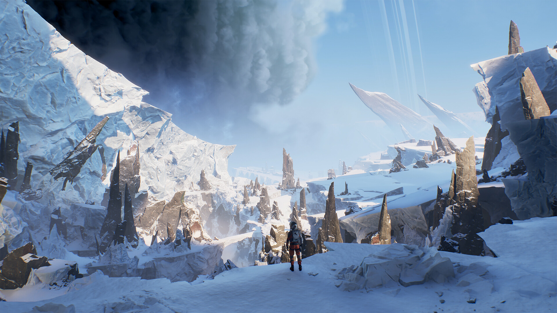 An Aphelion screenshot showing the icy planet Persephone.