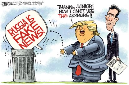 Political cartoon U.S. Russian collusion Trump Jr. emails fake news