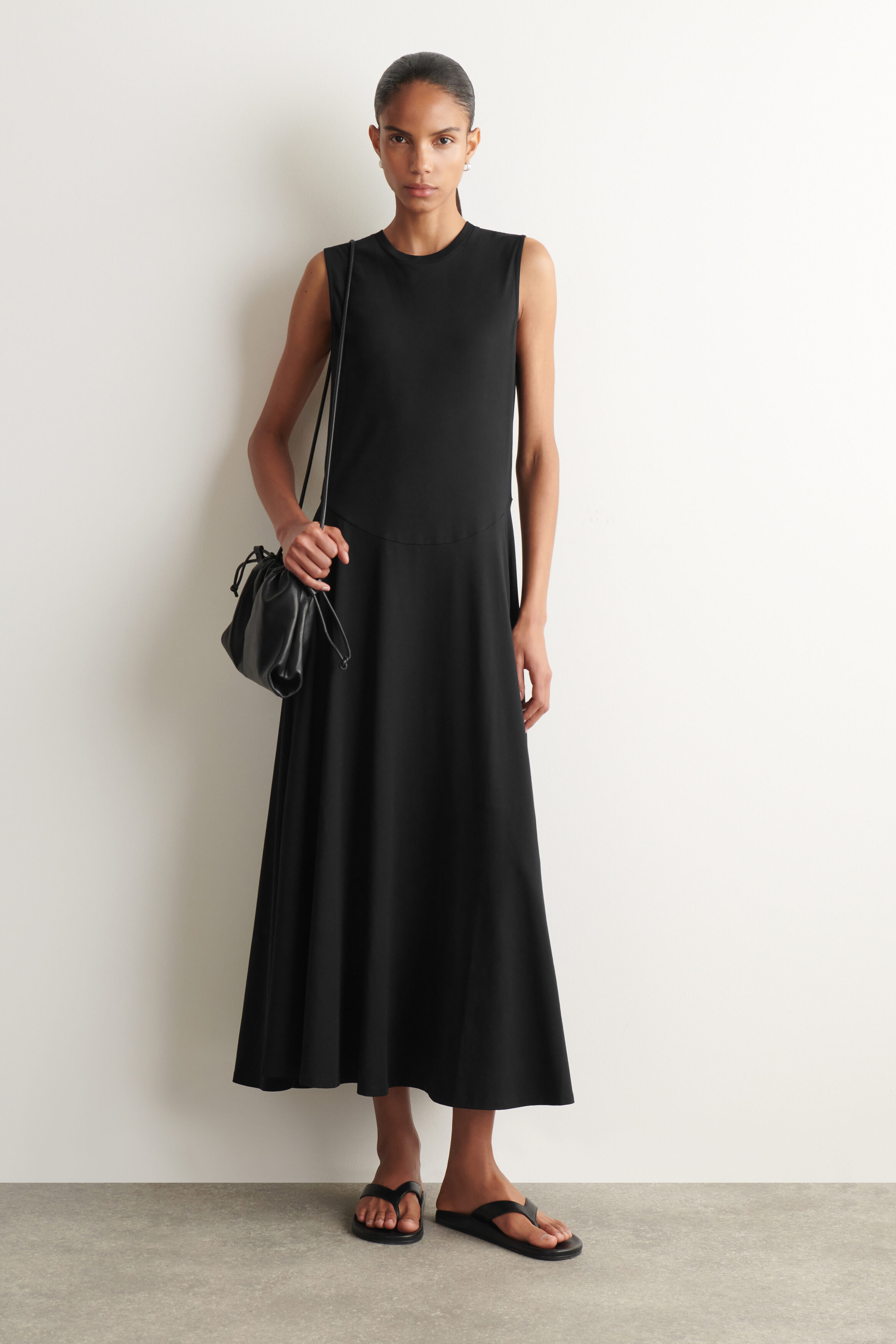 Sculptural Cotton-Jersey Midi Dress