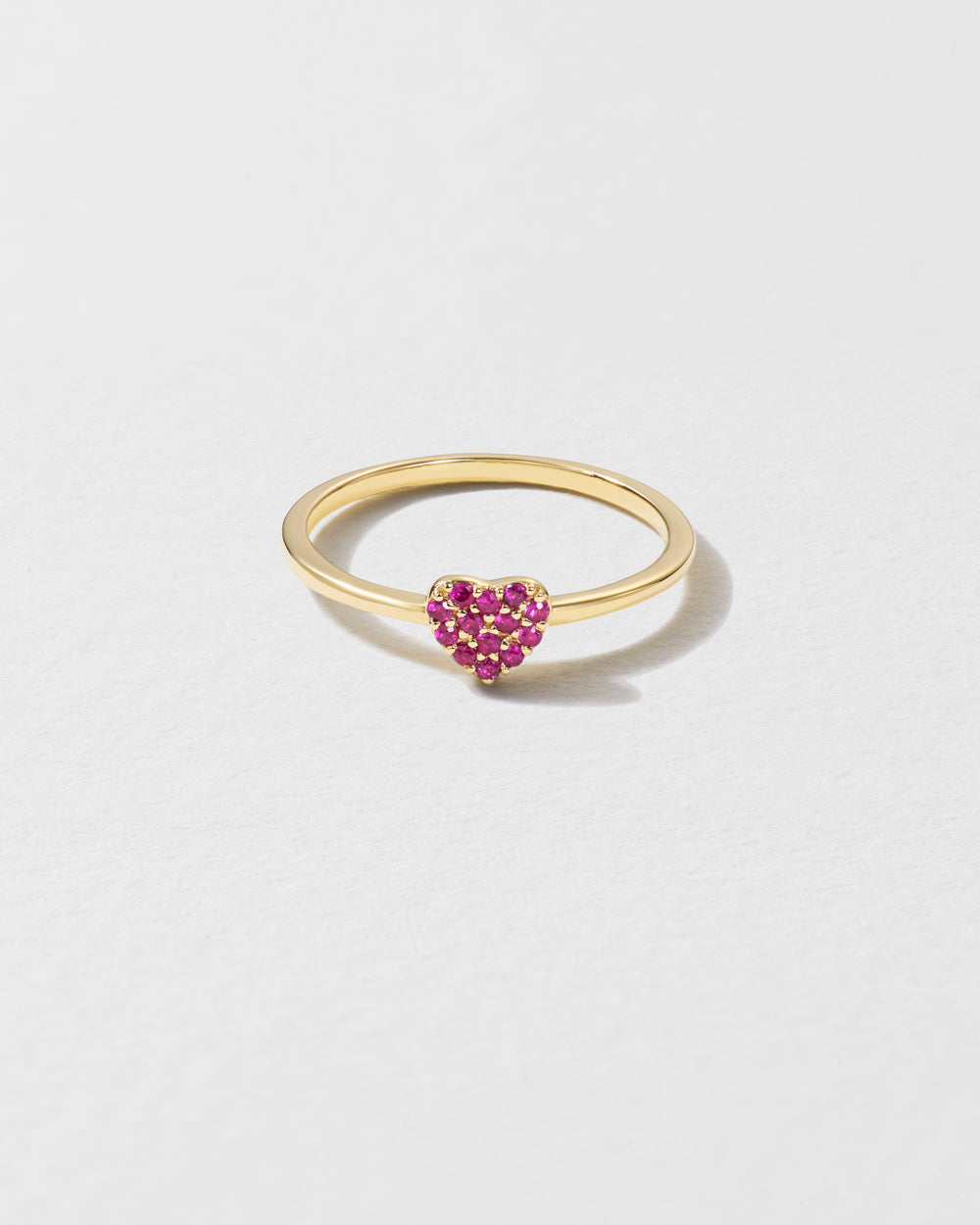 Pink Sapphire Heart Icon Ring - Yellow Gold / G