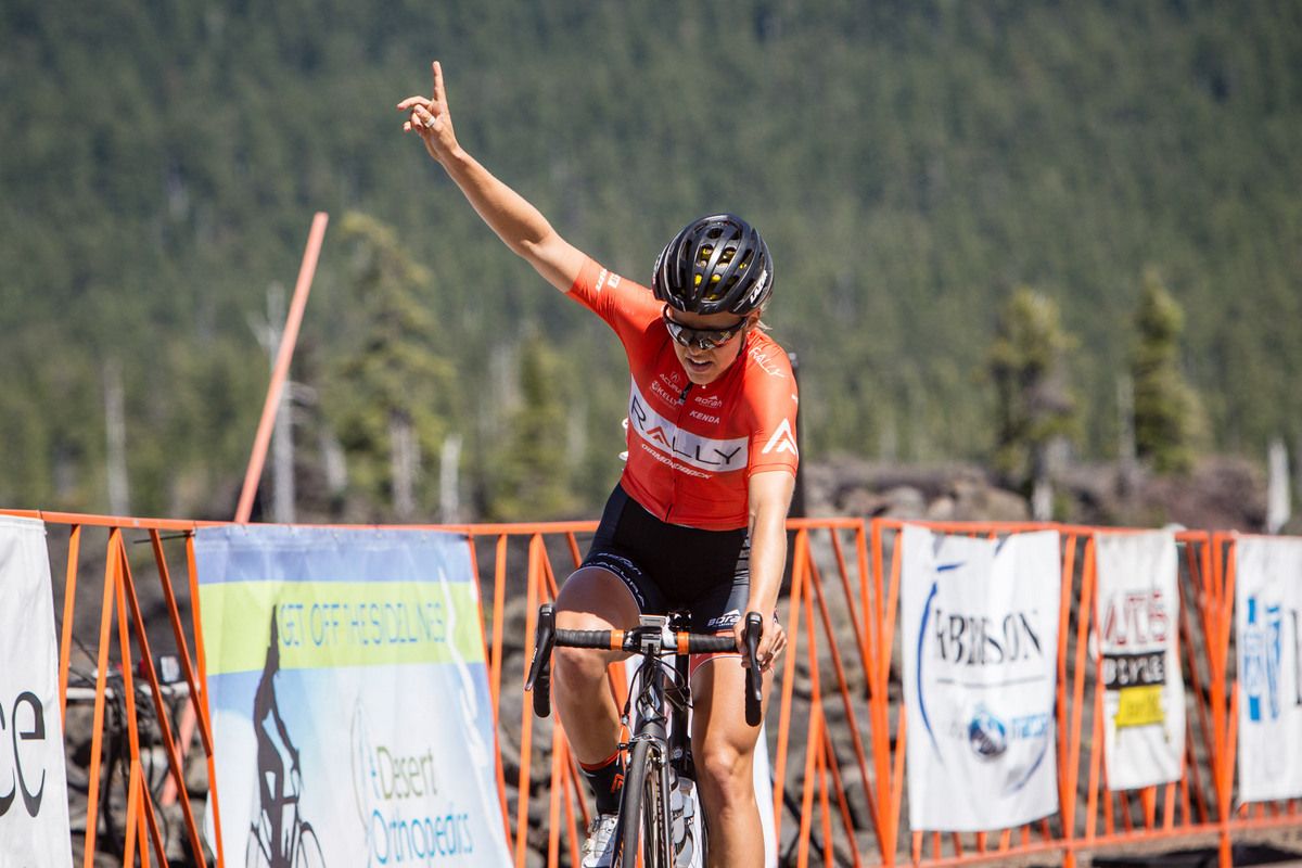 Kirsti Lay (Rally) takes the win on McKenzie Pass