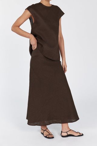 Tyra Bitter Choc Midi Skirt