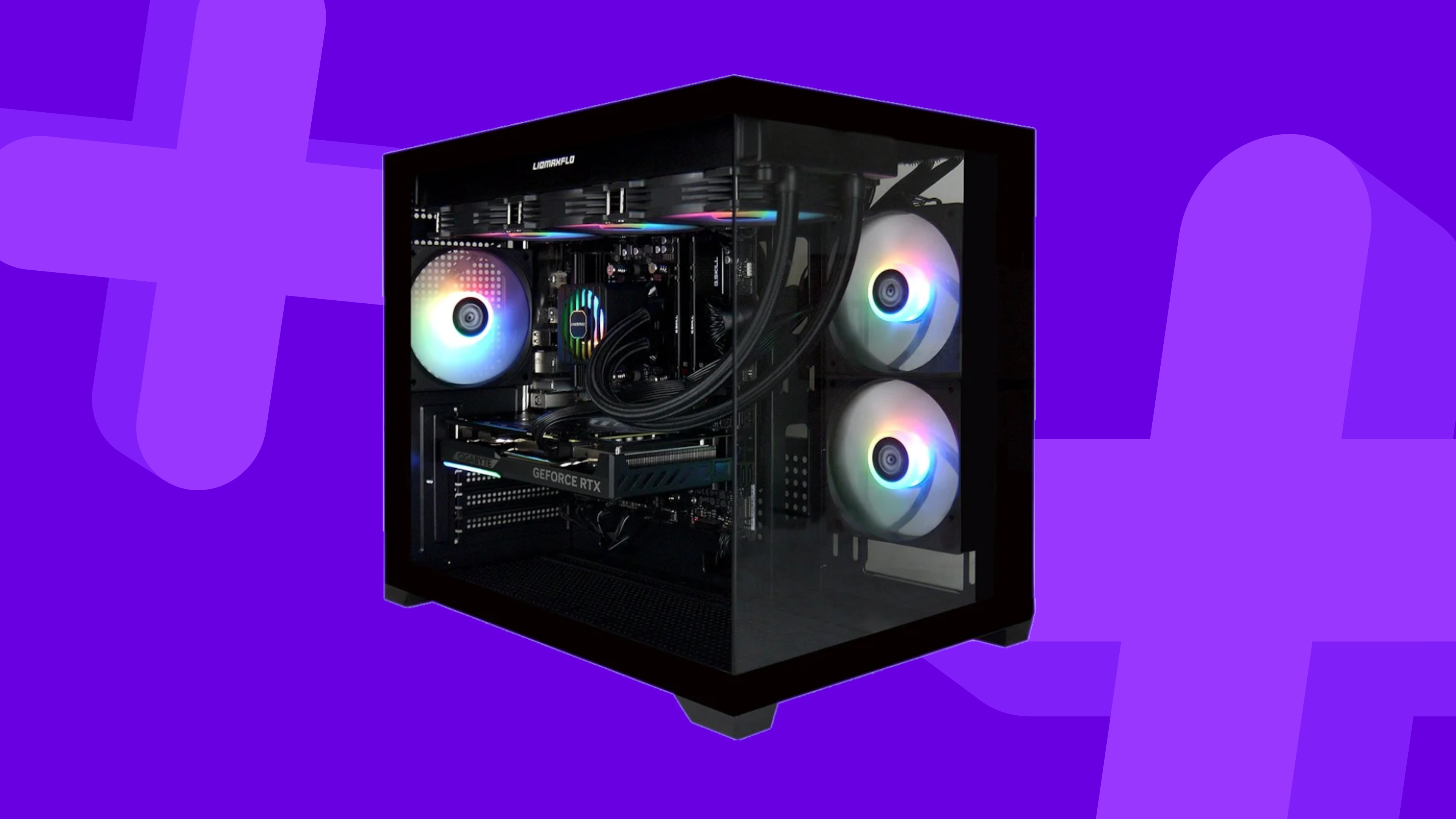 AVGPC Hellfire gaming PC on a purple background