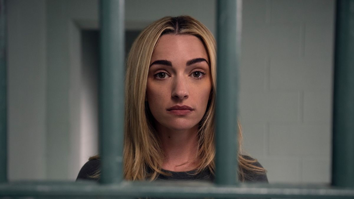 Brianne Howey as Georgia Miller behind bars in Ginny &amp; Georgia season 3