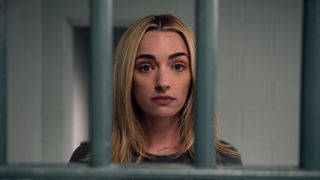 Brianne Howey as Georgia Miller behind bars in Ginny & Georgia season 3