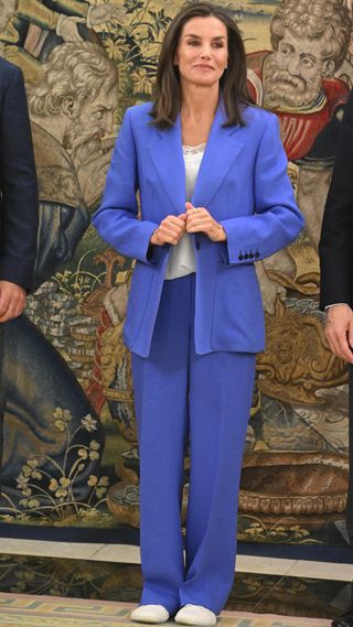 Queen Letizia receives in audience a representation of the BBVA Microfinance Foundation, July 17, 2024, in Madrid