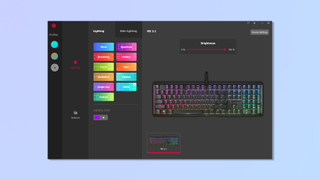 Screenshot of the Cherry Utility app showing lighting options for the Cherry MX 3.1