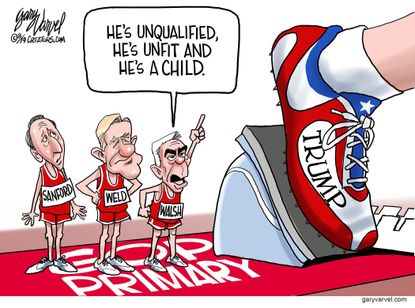 Political Cartoon Trump Head Start GOP Primary Election Walsh