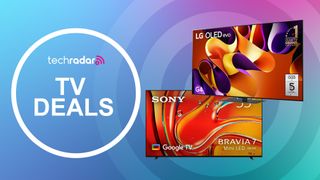 Sony Bravia 7 and LG G4 OLED with TechRadar logo and "TV deals" text
