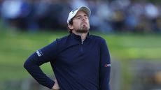 Manuel Elvira looking disappointed on the putting green at the 2026 BMW PGA Championship