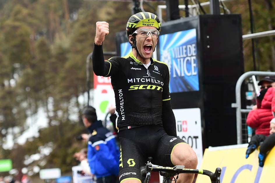 Simon Yates celebrates his victory